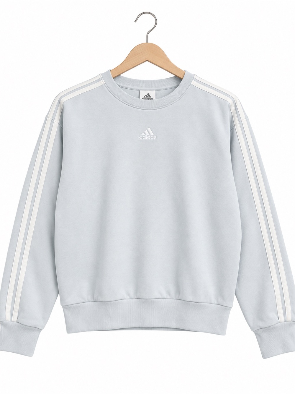 Adidas girls Light Gray Crewneck Sweatshirt with Logo